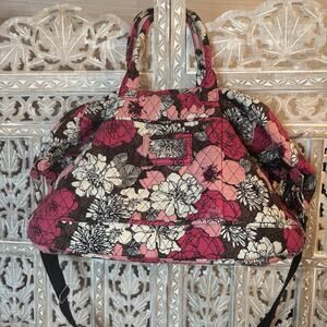 VERA BRADLEY Floral Mocha Rouge Large Weekender Travel Duffel Bag Retired Nice